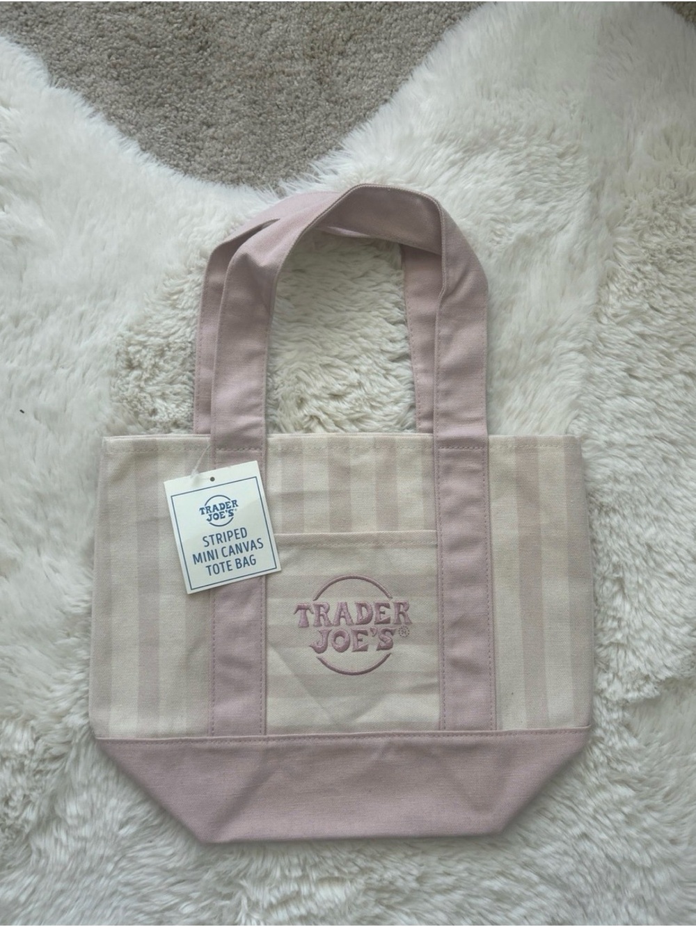 Trader Joe's Pink Striped Canvas Tote